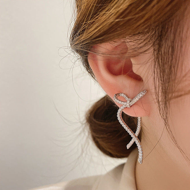 Women's Silver Stud Bow Earrings