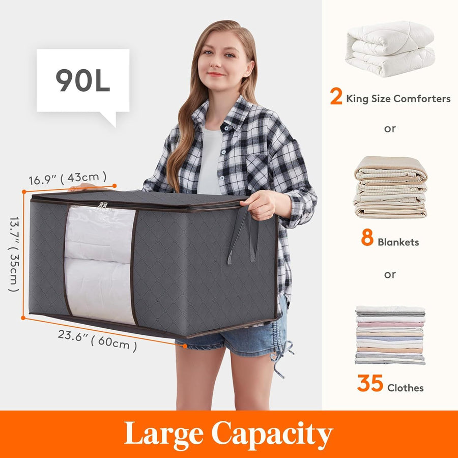 Foldable Clothing Storage Bags, 3-Pack 90L