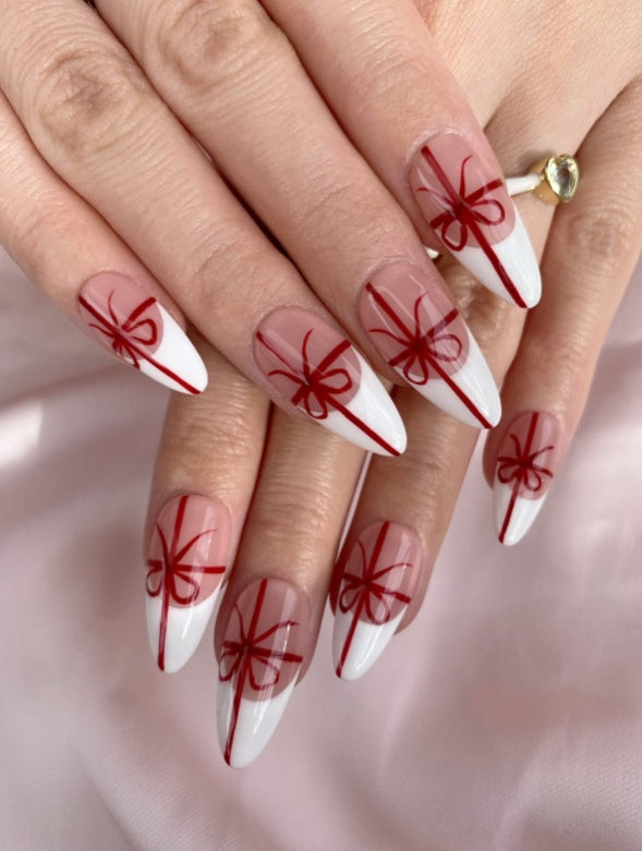 Red Ribbon Gift Press-On Nails