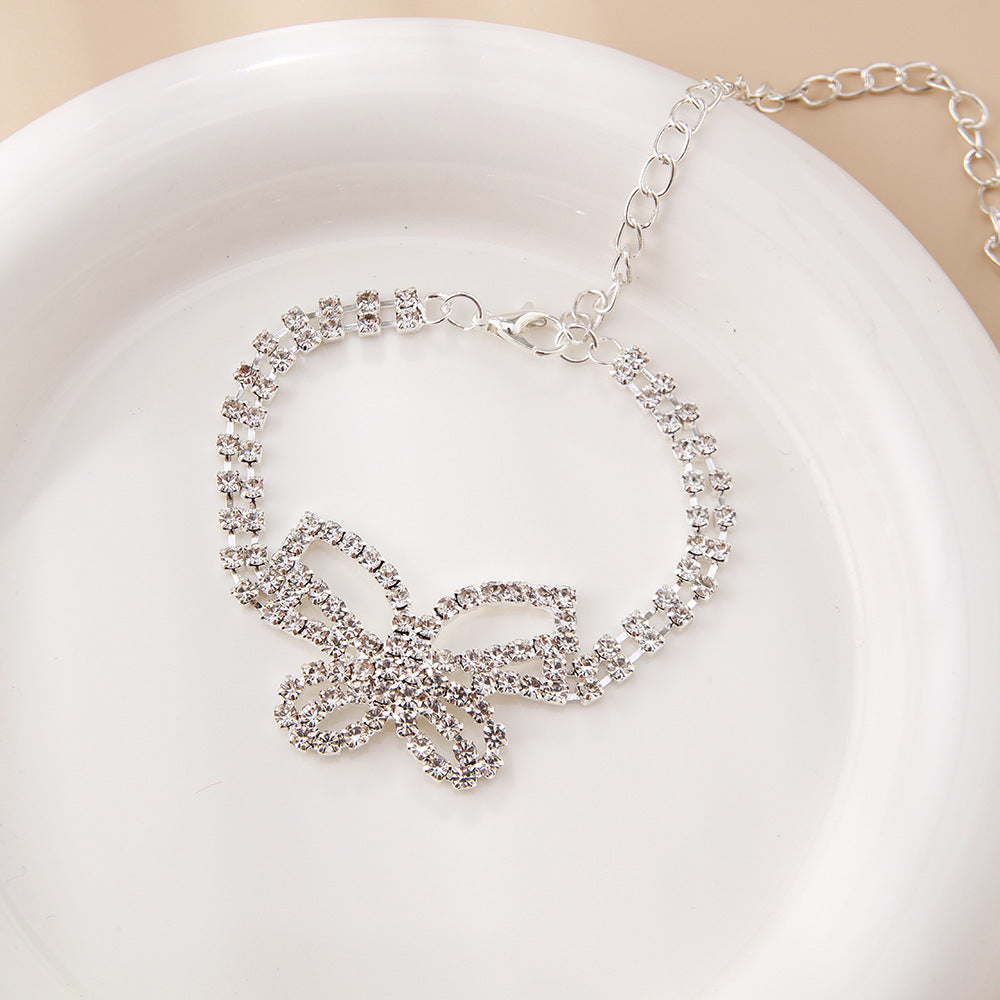Butterfly Rhinestone Multilayer Anklet