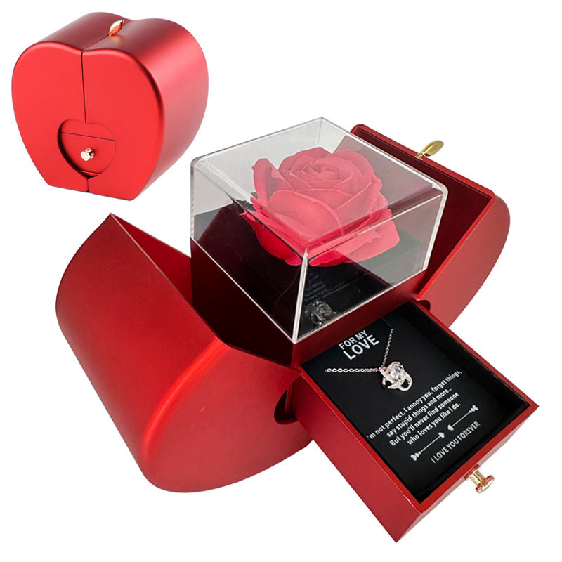 Red Apple Eternal Rose Necklace Gift Box - gift idea