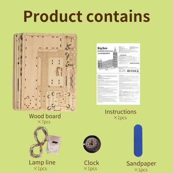 3D Wooden Big Ben Desk Clock Kit - gift idea (2)