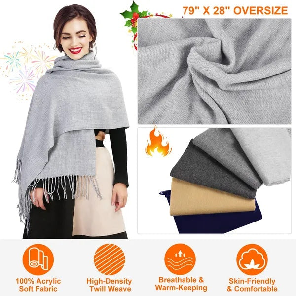 Oversized Soft Shawl Wrap with Tassels - gift idea (3)