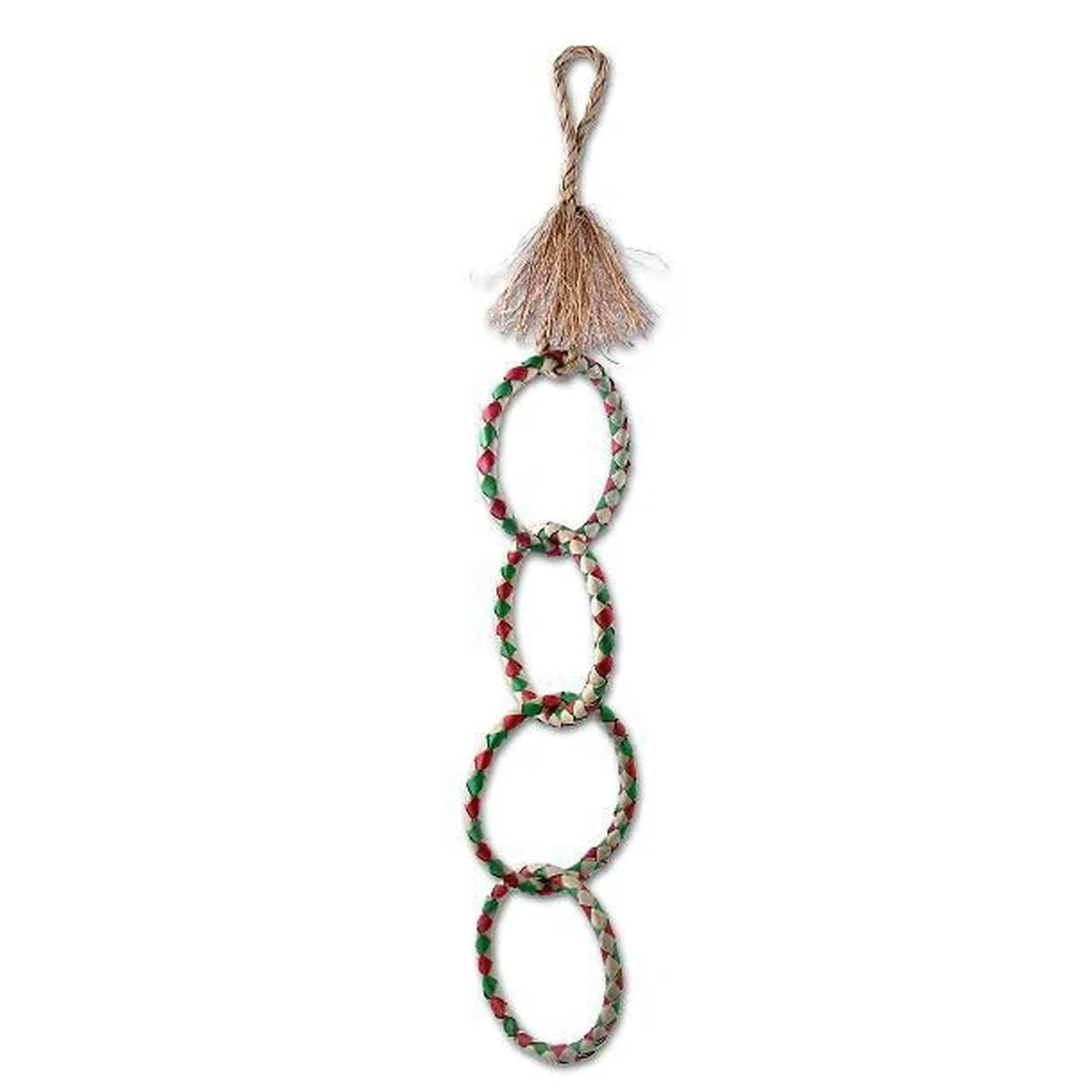 Planet Pleasures Four Ring Chain Bird Toy — Linked Woven Palm Rings
