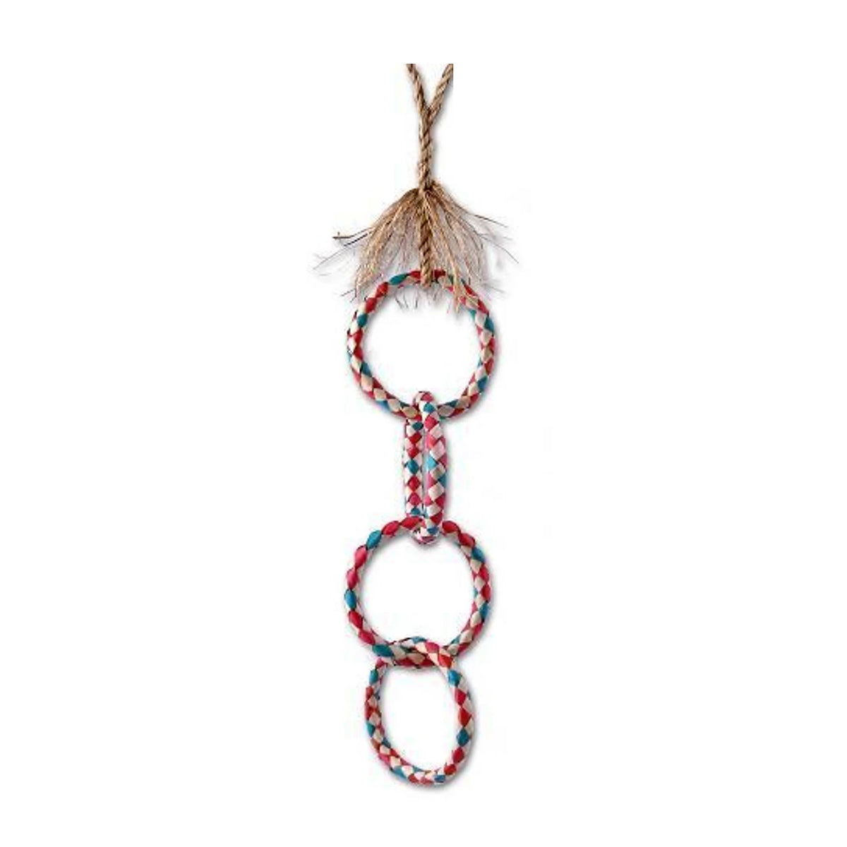 Planet Pleasures Four Ring Chain Bird Toy — Linked Woven Palm Rings