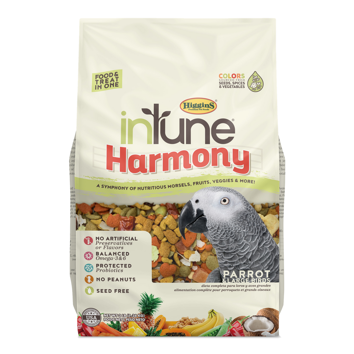 Higgins inTune Harmony Parrot seedless bird food, 3 lb