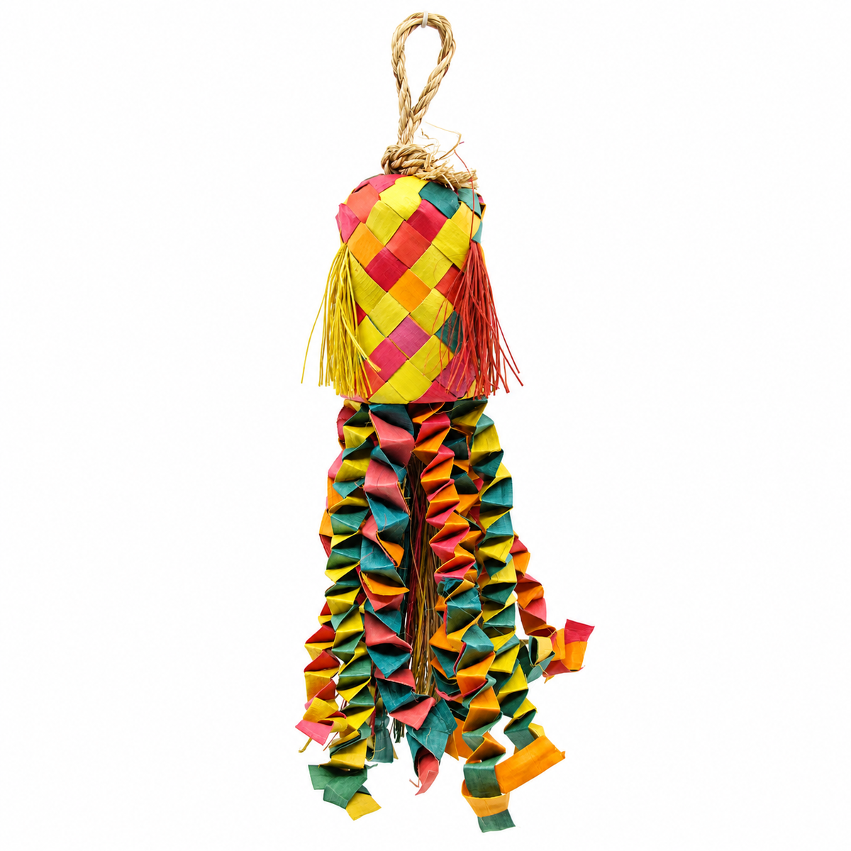 Planet Pleasures Octopus Pinata Bird Toy — Hanging Palm Shredder for Parrots