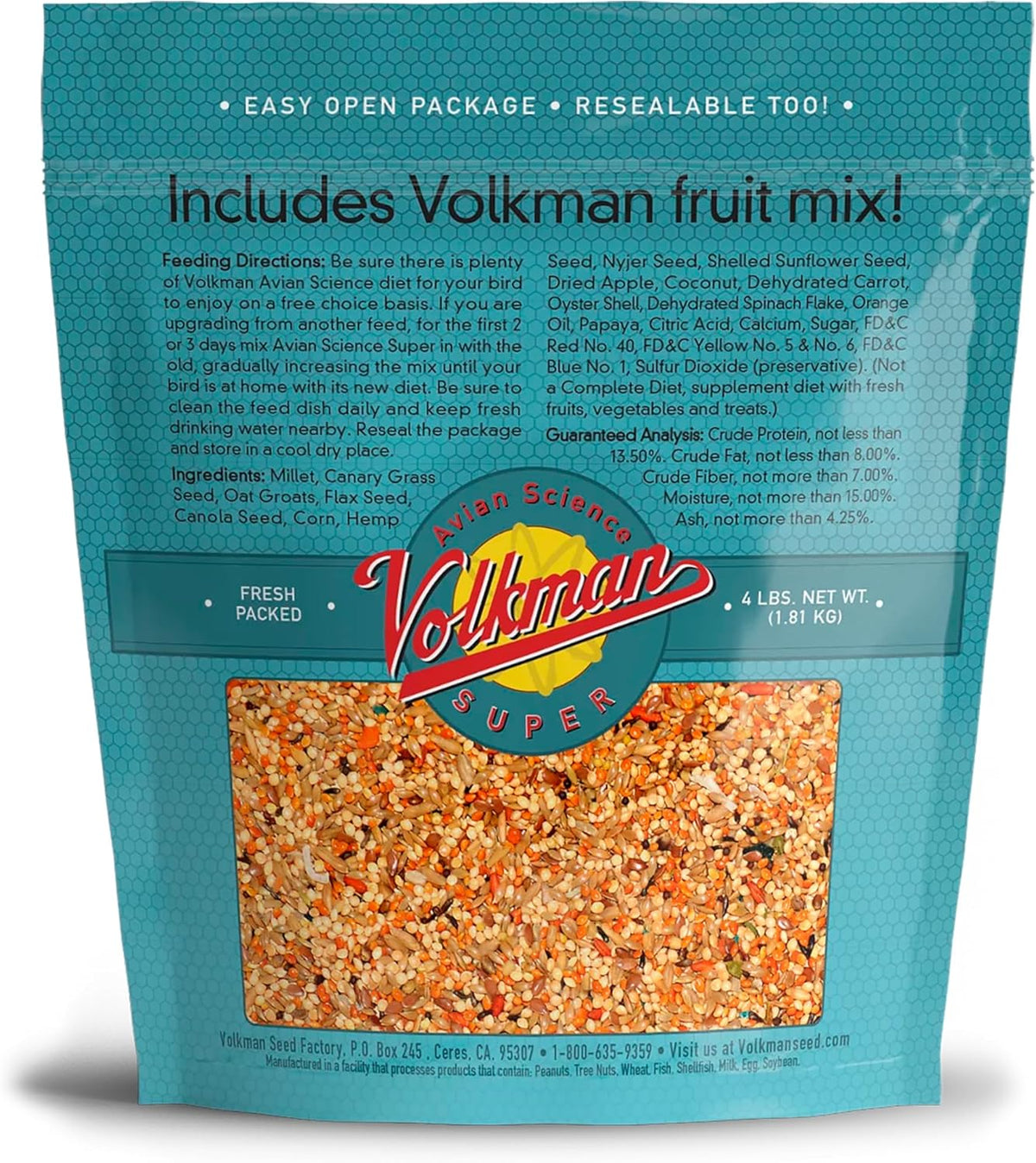 Volkman Super Parakeet Bird Food 4lb