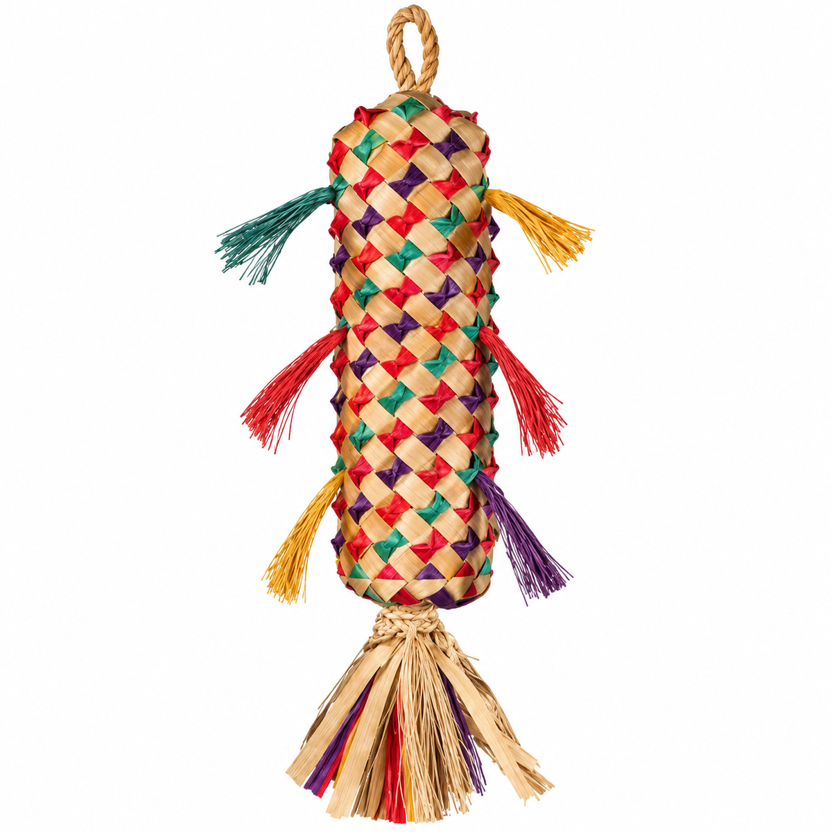 Planet Pleasures Spiked Parrot Pinata Bird Toy — Natural Palm Shredding Toy
