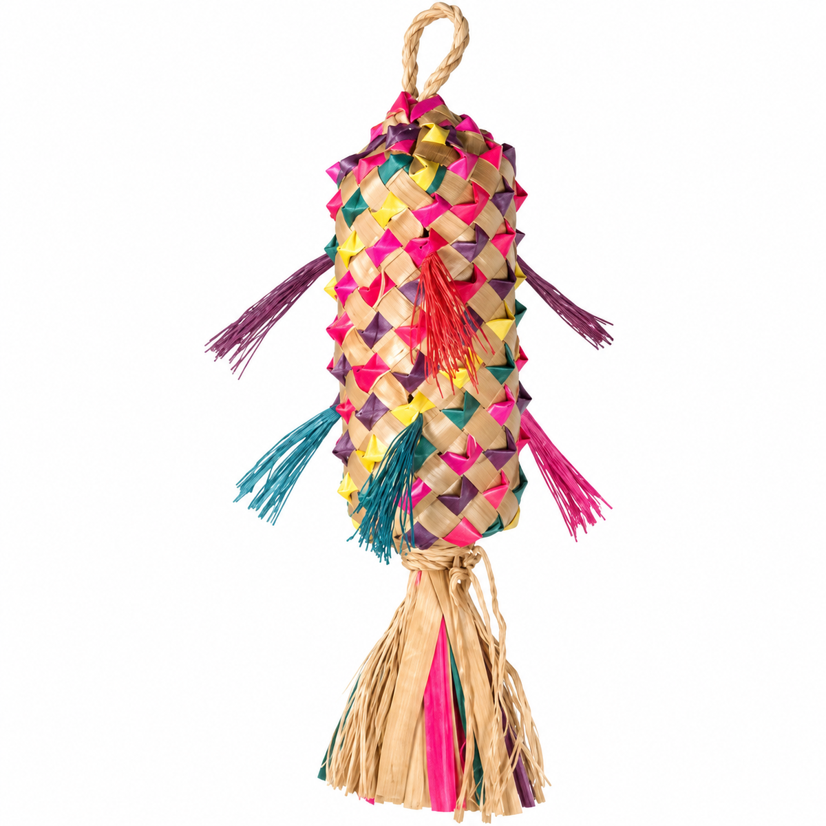 Planet Pleasures Spiked Parrot Pinata Bird Toy — Natural Palm Shredding Toy