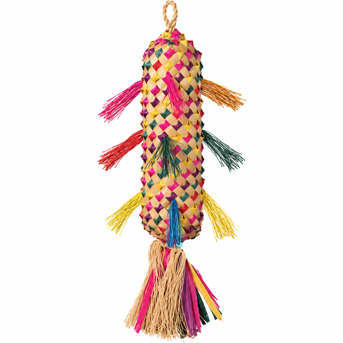 Planet Pleasures Spiked Parrot Pinata Bird Toy — Natural Palm Shredding Toy