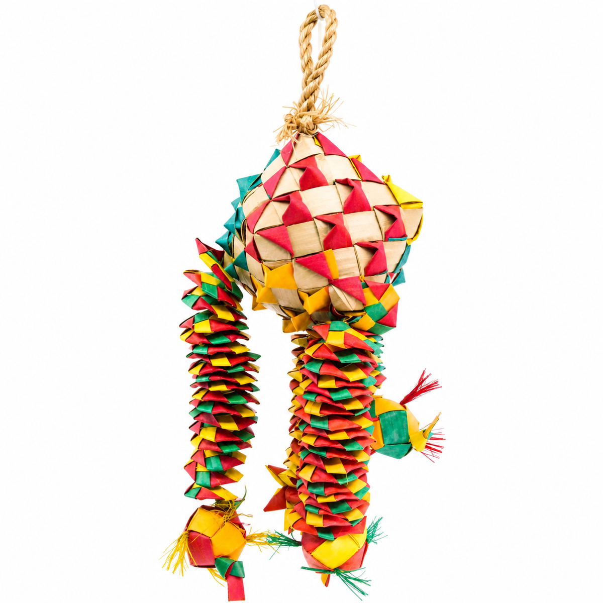 Planet Pleasures Diamond Bouncer Bird Toy — Springy Palm Chew for Parrots