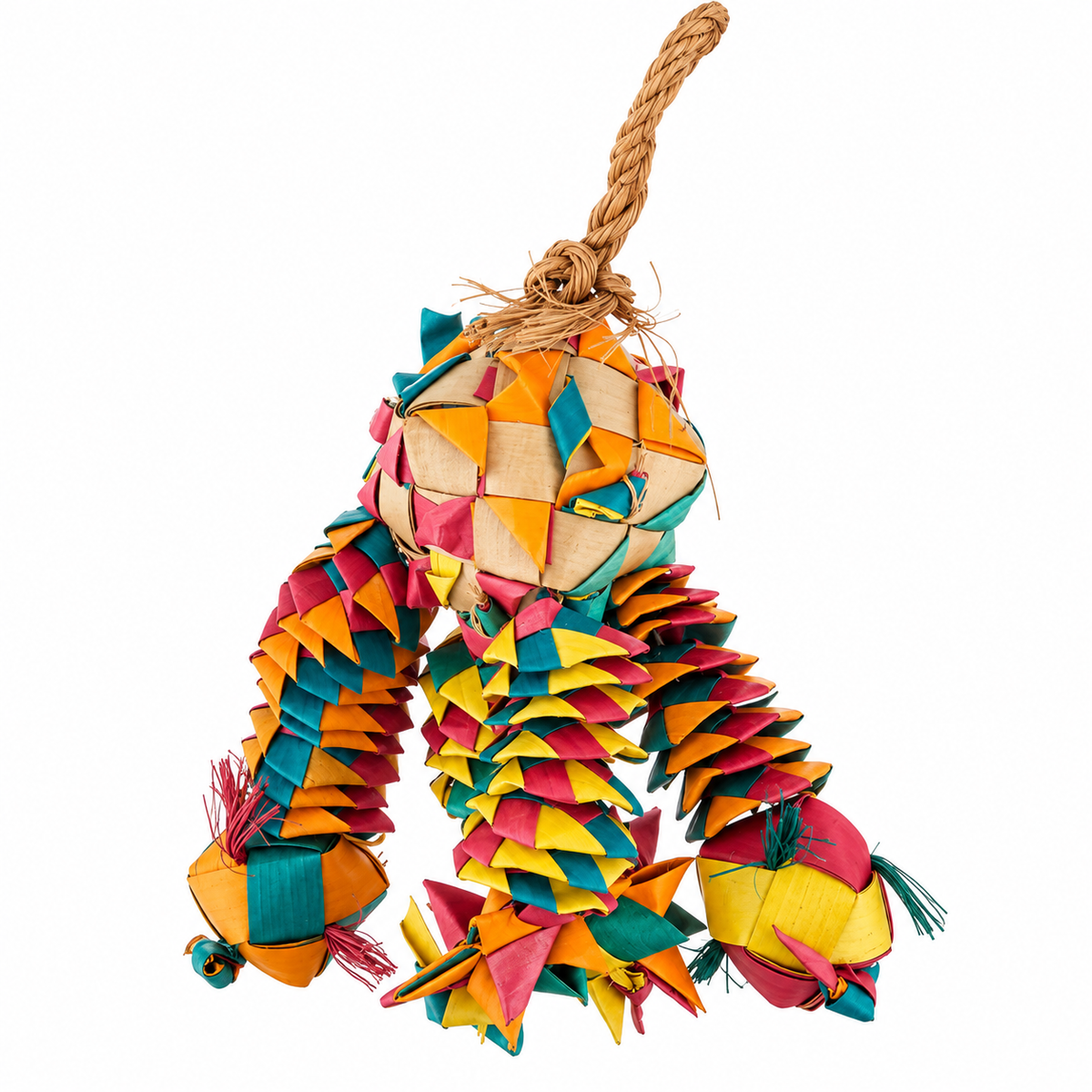 Planet Pleasures Diamond Bouncer Bird Toy — Springy Palm Chew for Parrots