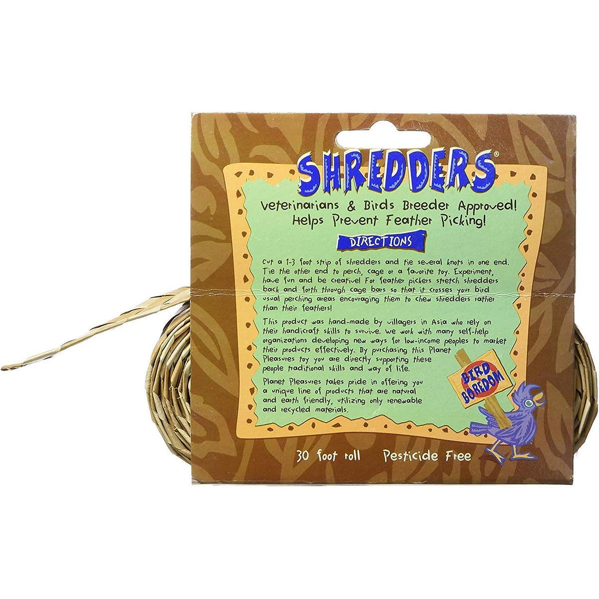 Planet Pleasures Straight Shredders — Palm Leaf Shredding Toy for Small Birds