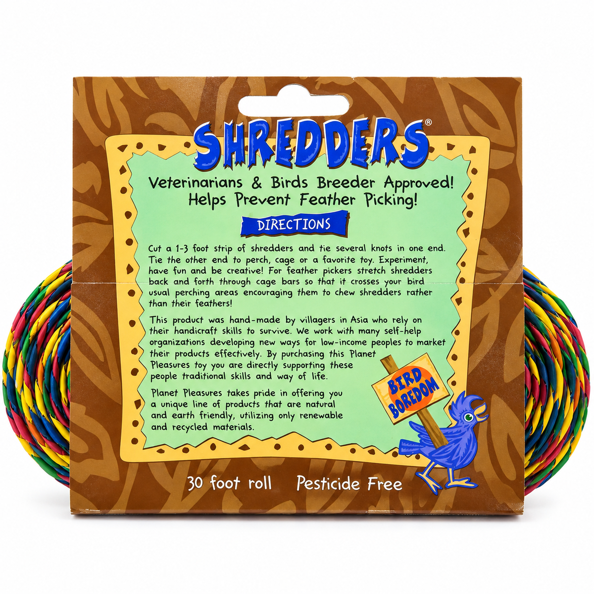 Planet Pleasures Straight Shredders — Palm Leaf Shredding Toy for Small Birds