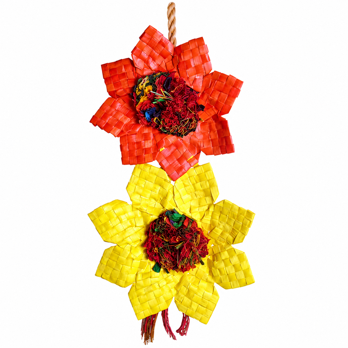 Planet Pleasures Sunflower Bird Toy — Woven Palm Shredder for Parrots