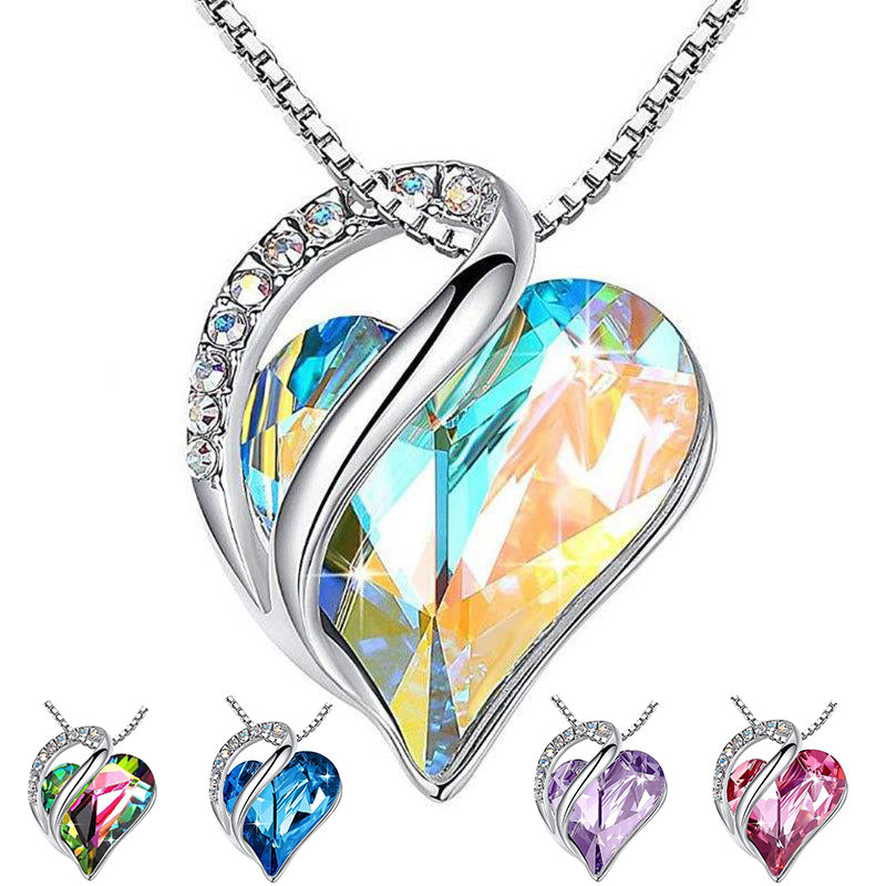 925 Silver Heart Geometric Necklace