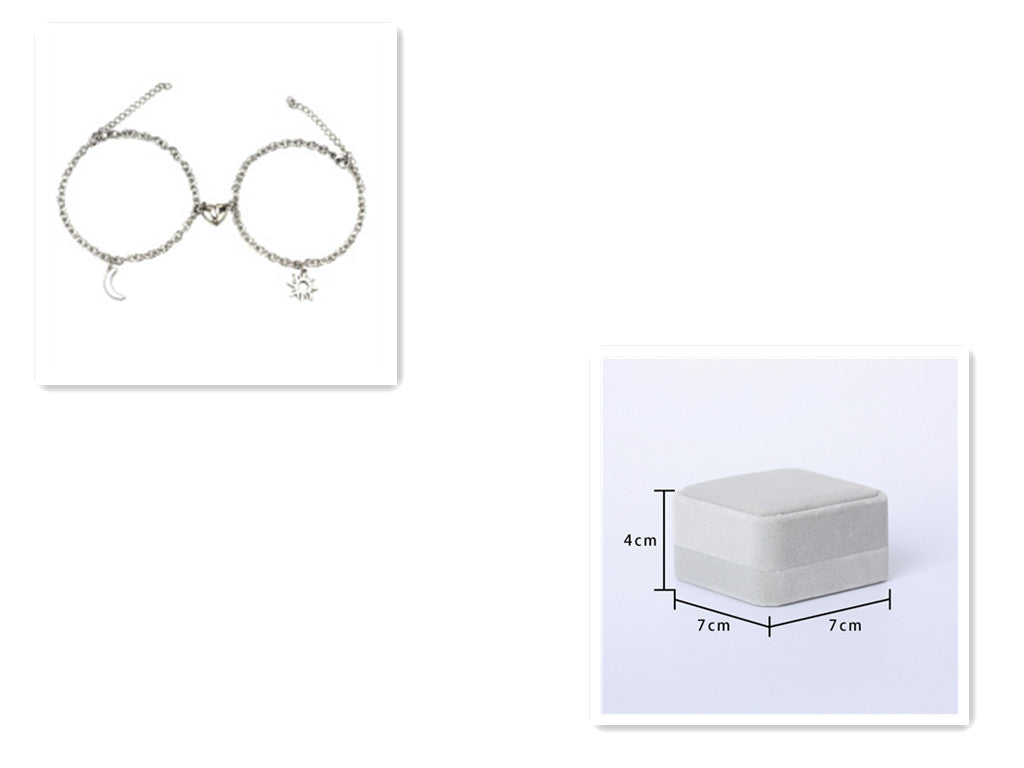 Stainless Steel Sun and Moon Magnetic Couple Bracelets