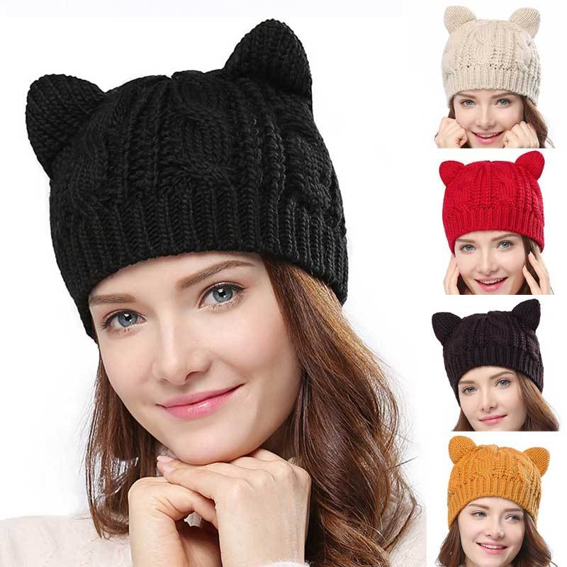 Knitted Cat Ears Beanie