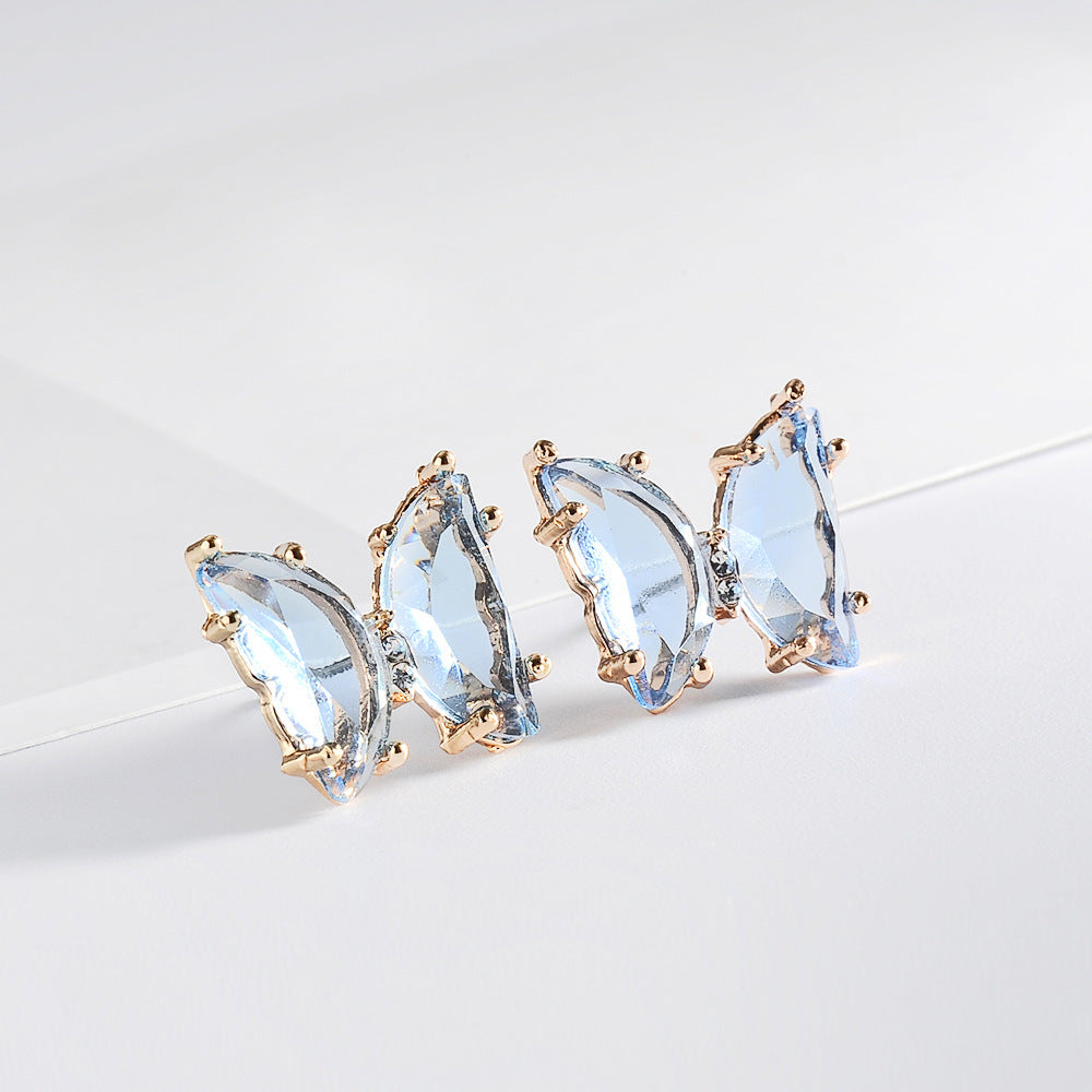 Colorful Crystal Butterfly Stud Earrings