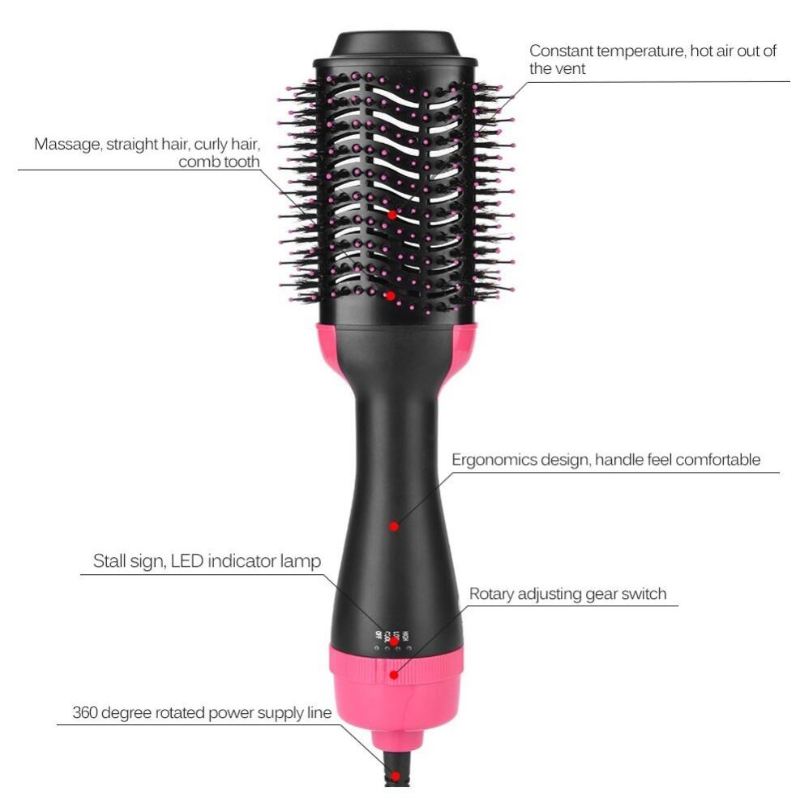 2-in-1 Hair Dryer & Rotating Brush