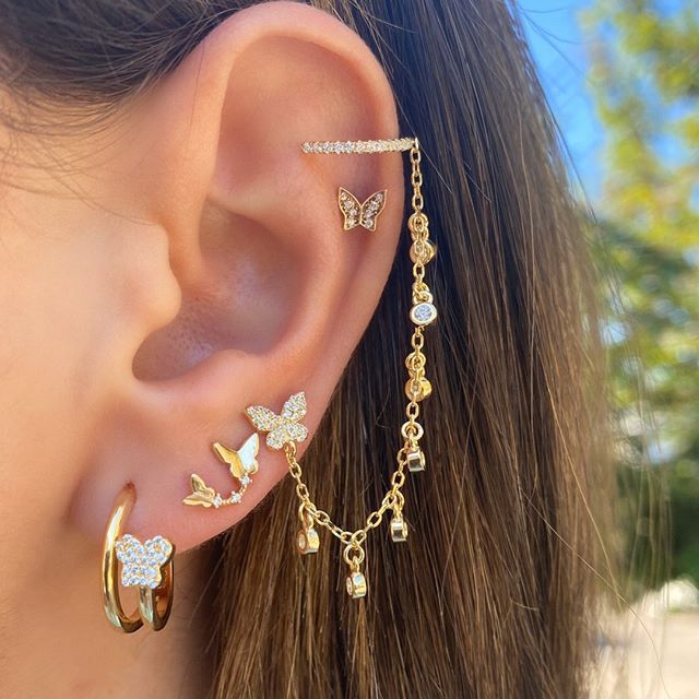 Star, Moon & Butterfly Stud Earrings Set