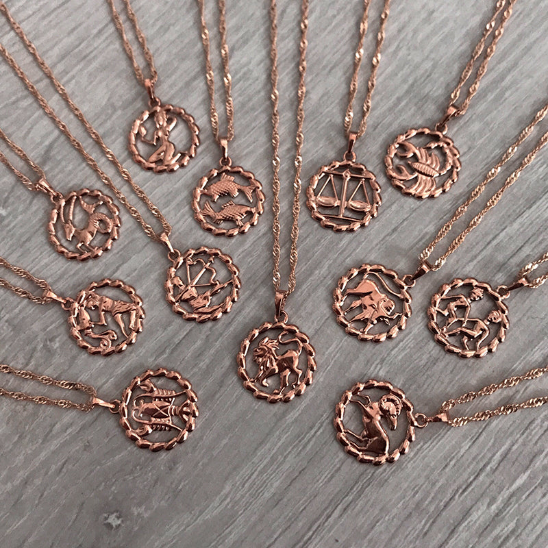 Round Zodiac Sign Necklace