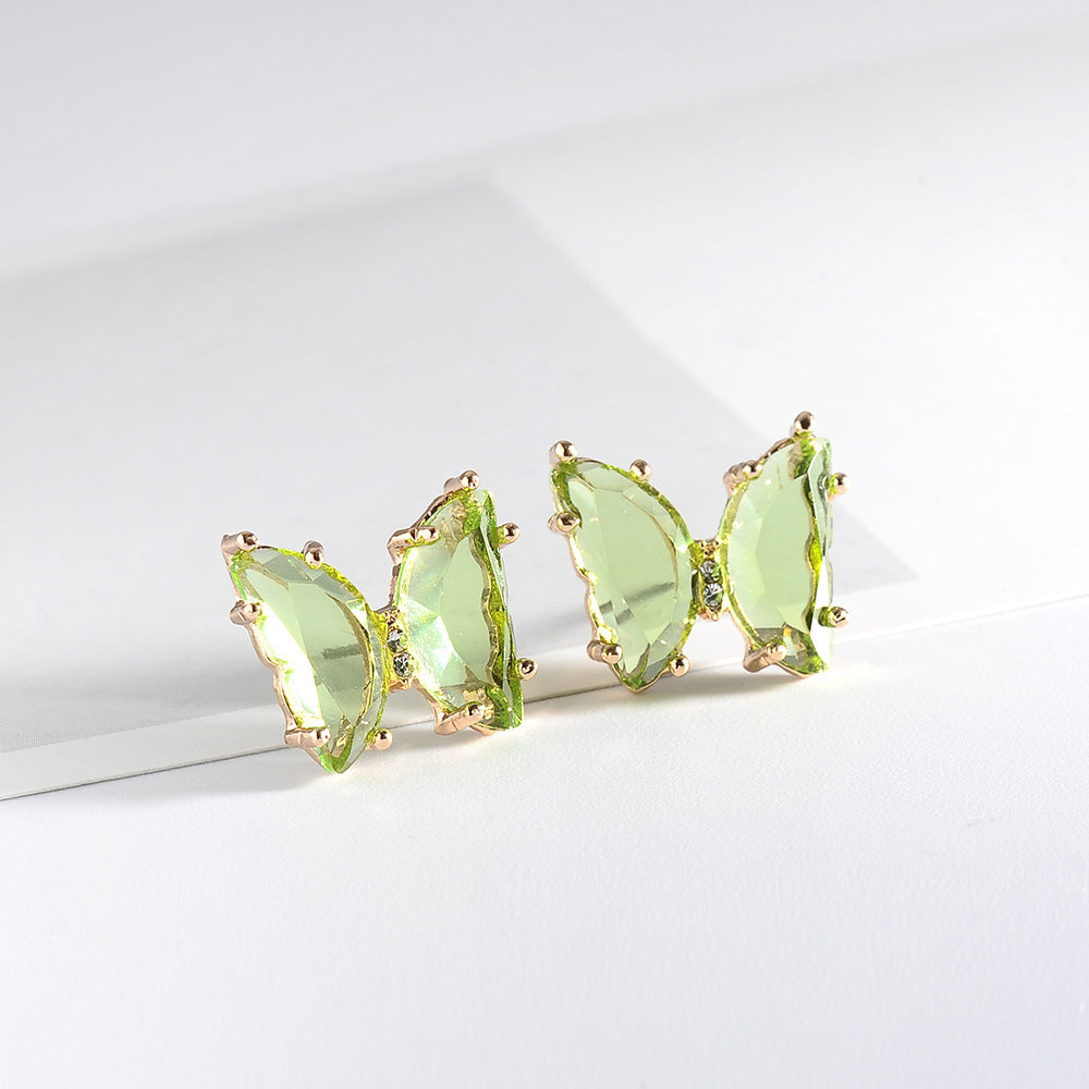 Colorful Crystal Butterfly Stud Earrings