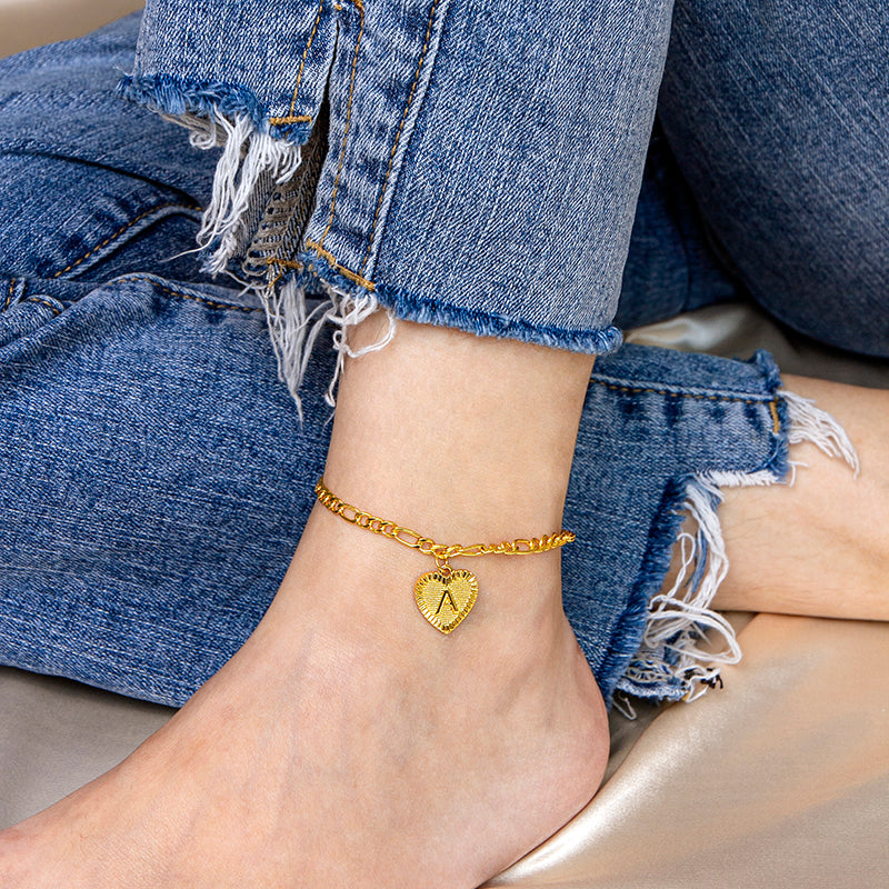 Initial Letter Heart Anklet