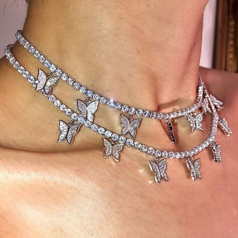 Butterfly Rhinestone Choker