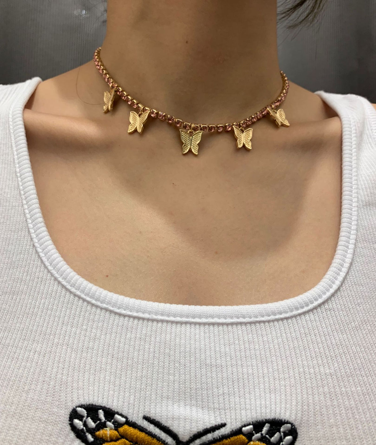 Butterfly Rhinestone Choker