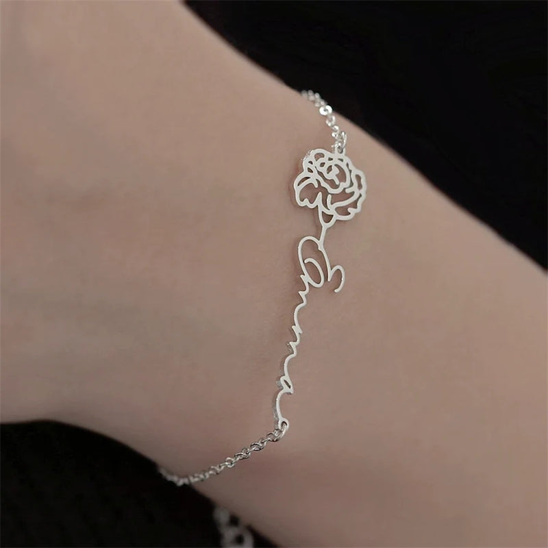 Birthday Flower Birthstone Bracelet