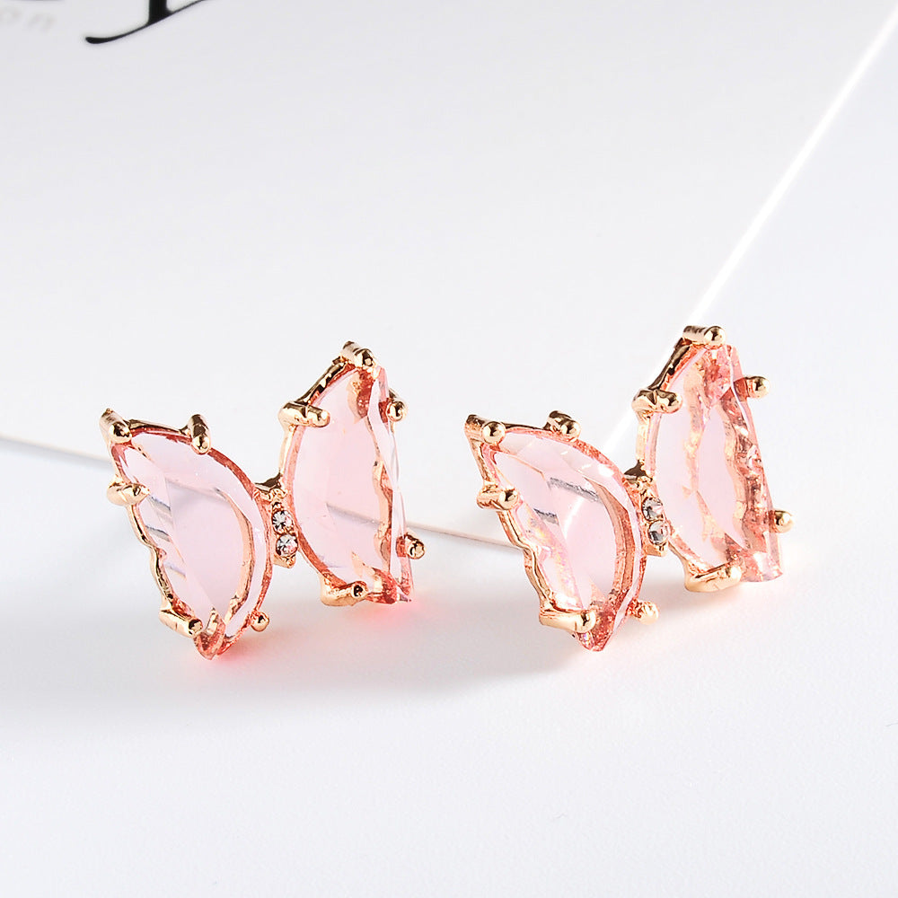 Colorful Crystal Butterfly Stud Earrings