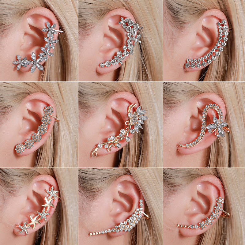 Crystal Butterfly Flower Ear Clip