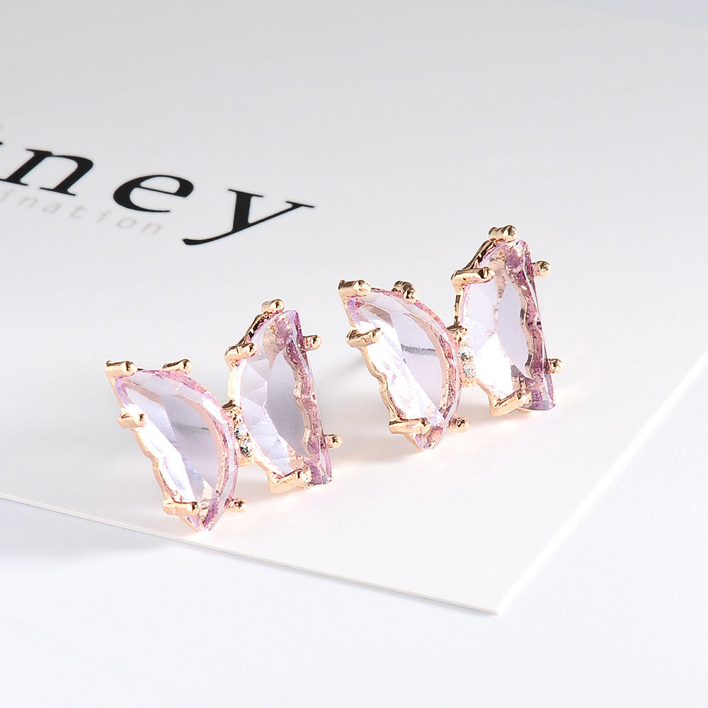 Colorful Crystal Butterfly Stud Earrings