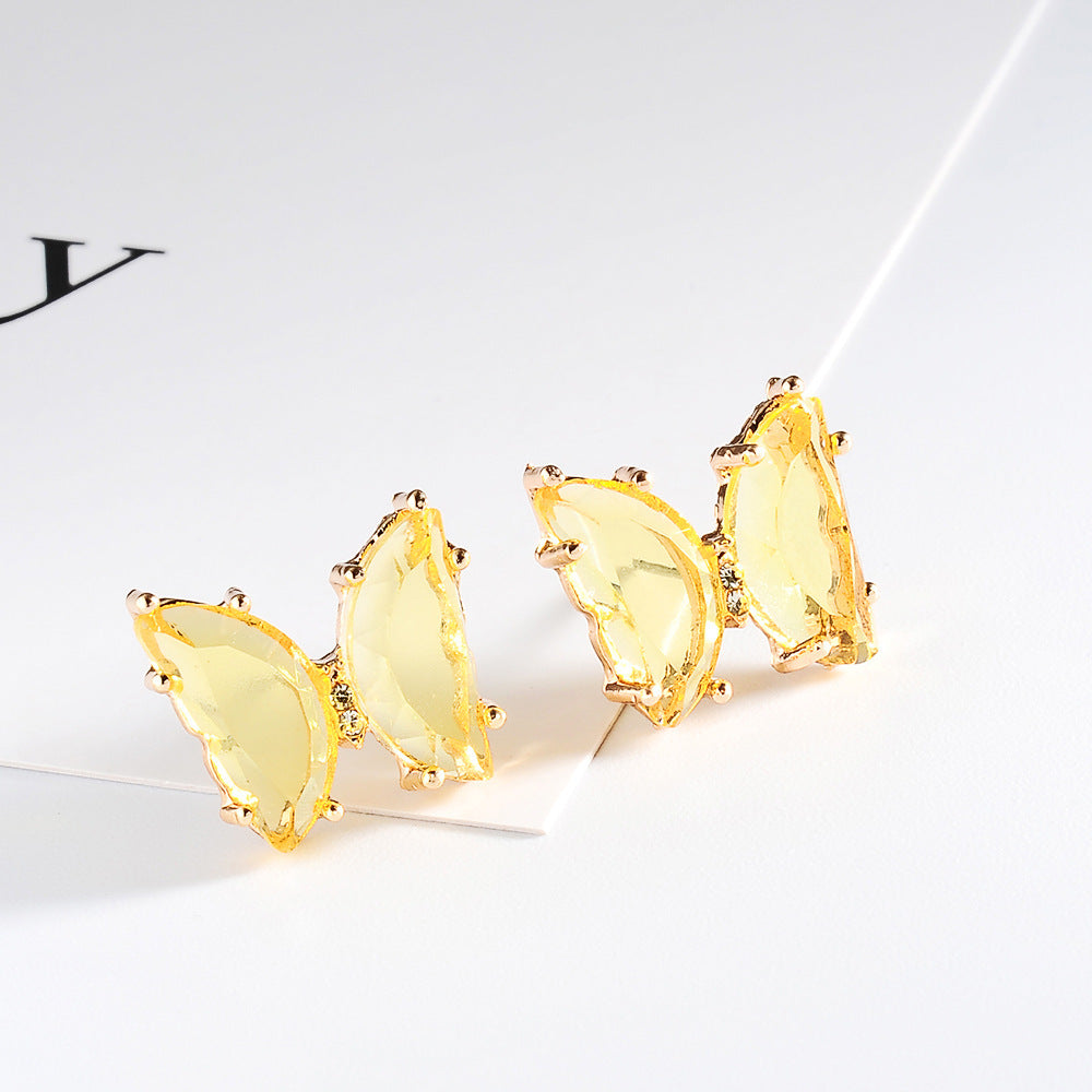 Colorful Crystal Butterfly Stud Earrings