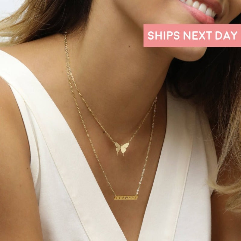 Butterfly Necklace With Initial