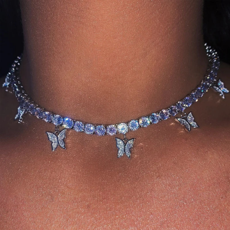 Butterfly Rhinestone Choker