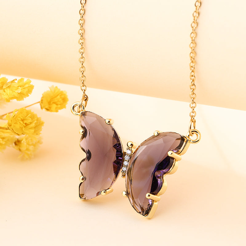 Crystal Glass Butterfly Necklace
