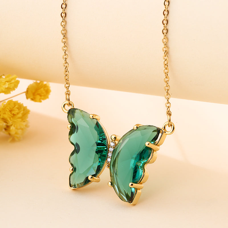 Crystal Glass Butterfly Necklace