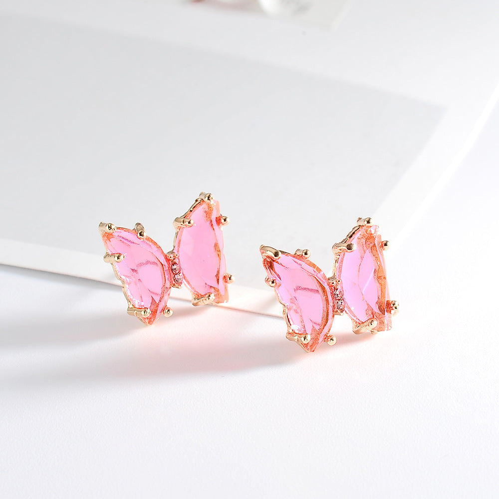 Colorful Crystal Butterfly Stud Earrings