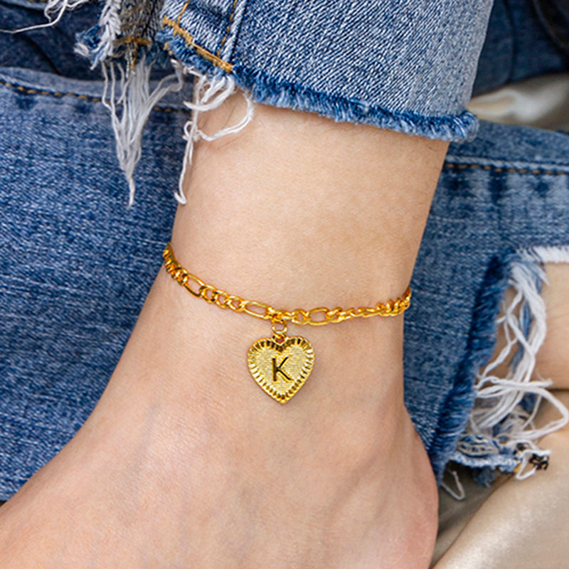 Initial Letter Heart Anklet