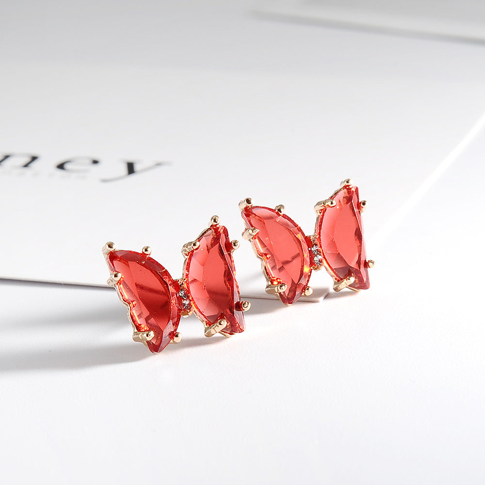 Colorful Crystal Butterfly Stud Earrings