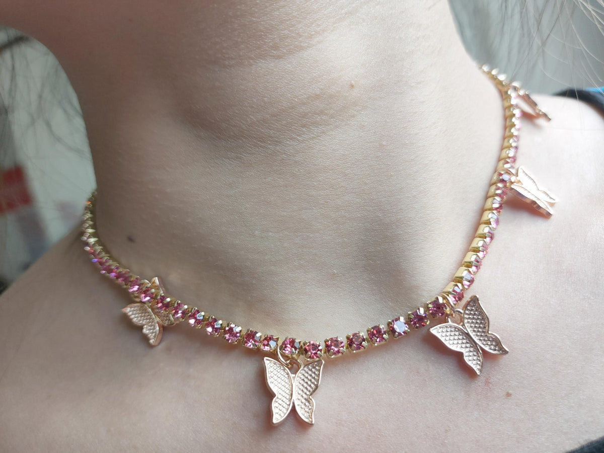 Butterfly Rhinestone Choker