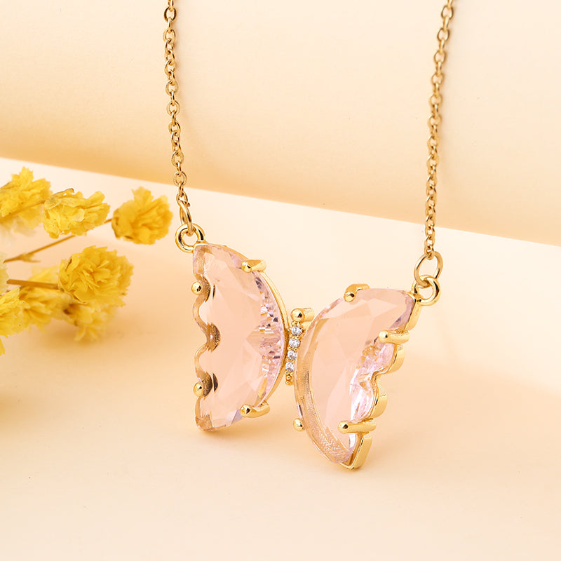 Crystal Glass Butterfly Necklace