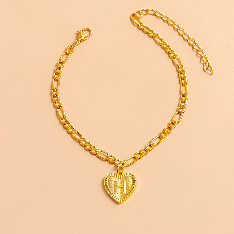 Initial Letter Heart Anklet