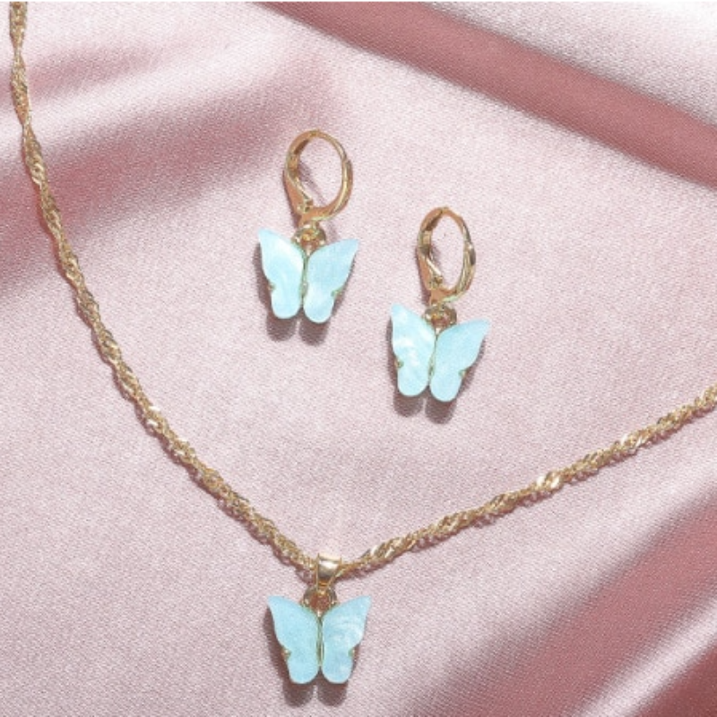 Butterfly Necklace & Earrings Set