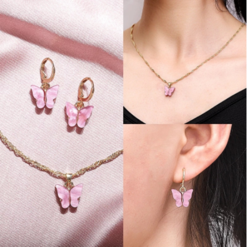 Butterfly Necklace & Earrings Set