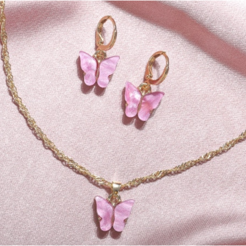 Butterfly Necklace & Earrings Set