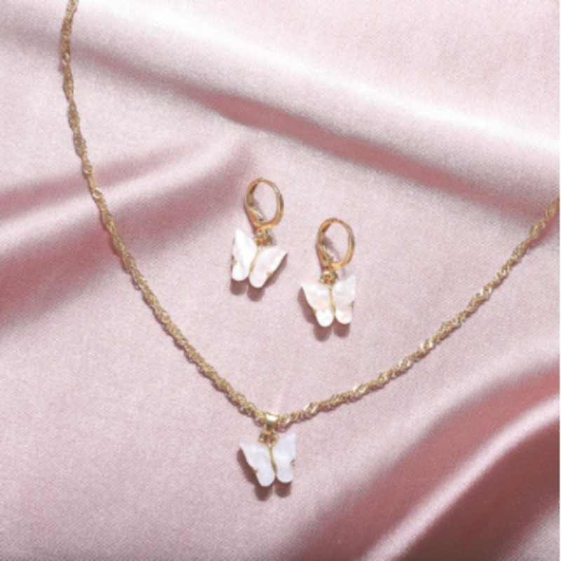 Butterfly Necklace & Earrings Set